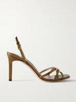 Whitney embellished lizard-effect leather sandals