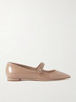 Campari grosgrain-trimmed patent-leather ballet flats