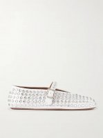 Crystal-embellished leather ballet flats