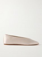 Regency grosgrain-trimmed satin ballet flats