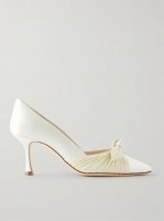 Terka 70 bow-embellished silk-trimmed satin pumps