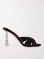 Yes Baby 95 crystal-embellished satin mules