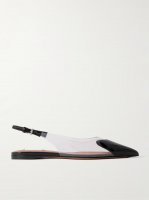 Cœur PU and patent-leather slingback point-toe flats