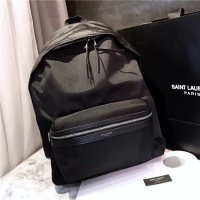 Yves Saint Laurent City Backpack With Pocket Patch Black Twill And Leather