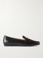 Gomma embellished leather and suede loafers