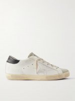 Super-Star distressed leather and suede sneakers