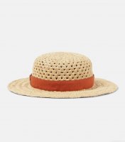 ChloéLeather-trimmed raffia hat