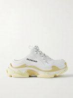 Triple S logo-embroidered faux leather and mesh slip-on sneakers