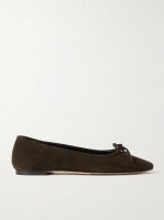 Delfina bow-detailed suede ballet flats