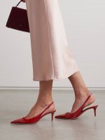 VLOGO Bold 60 embellished patent-leather slingback pumps