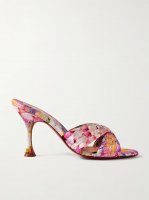 Nicol is Back 85 floral-print satin mules