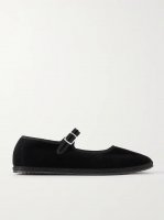 Grosgrain-trimmed velvet Mary Jane slippers