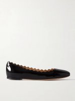 Lauren scalloped patent-leather ballet flats