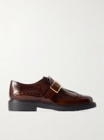 Fringed glossed-leather brogues