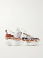 + NET SUSTAIN Nama embroidered suede and recycled-mesh sneakers