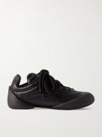 Flexion rubber-trimmed textured-leather sneakers