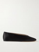 Regency grosgrain-trimmed satin ballet flats