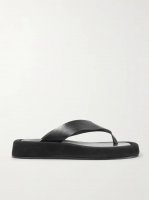 Ginza leather and suede platform flip flops