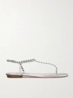 Tequila crystal-embellished PVC and metallic leather sandals