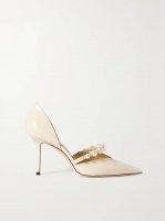 Aurelie 85 faux pearl-embellished patent-leather pumps