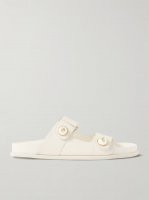 Fayence faux pearl-embellished leather slides