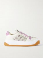 Double Screener crystal-embellished coated cotton-canvas and leather sneakers