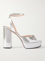 Lady Horsebit-detailed metallic leather platform sandals