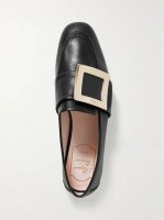 Embellished textured-leather loafers