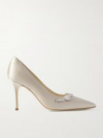 Lamikpump 90 crystal-embellished satin pumps