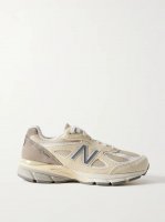 Made in USA 990v4 leather-trimmed suede and mesh sneakers