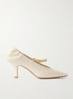 Melbourne embellished glossed crinkled-leather pumps