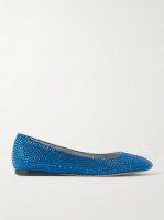 Toy crystal-embellished suede ballet flats