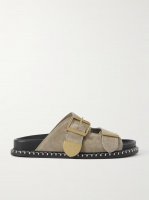 + NET SUSTAIN Rebecca whipstiched suede slides