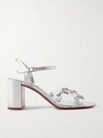 Queenie 70 crystal-embellished PVC and metallic leather sandals