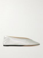 Luna metallic leather-trimmed mesh ballet flats