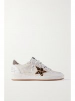 Ball Star distressed calf hair and canvas-trimmed leather sneakers