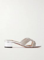 Muse 35 crystal-embellished metallic leather mules