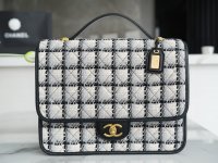 CHANEL Black and White Tweed Shoulder Bag