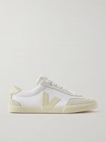 Volley suede and leather-trimmed organic cotton-canvas sneakers