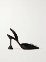 Begum Swarovski crystal-embellished satin slingback pumps