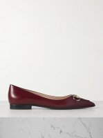 Erin horsebit-detailed leather point-toe flats