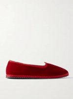 Furlane grosgrain-trimmed velvet slippers