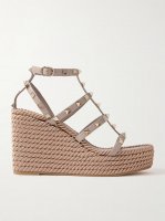 Rockstud Torchon 105 leather espadrille wedge sandals