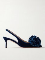 Couturier 65 pompom-embellished velvet slingback pumps