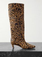 The Wide Shaft leopard-print calf hair knee boots