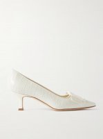 Maysale 50 buckled suede-trimmed croc-effect leather point-toe pumps