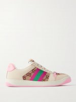 Screener embellished canvas and leather sneakers