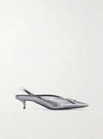 Knife logo-appliquéd leather slingback pumps