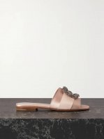 Martamod embellished grosgrain-trimmed satin slides