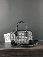 LOEWE HANDBAG Embroidered Black with White Pattern